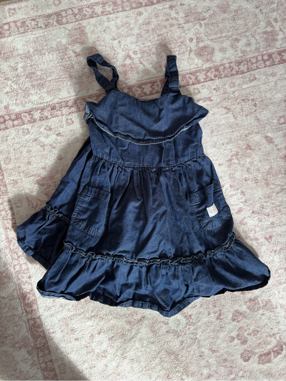 Calvin Klein Navy Denim Ruffle dress